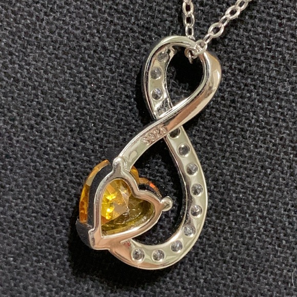 Large Citrine Adorned with Masonite in S925 Stamped Pendant and Chain - Picture 6 of 10